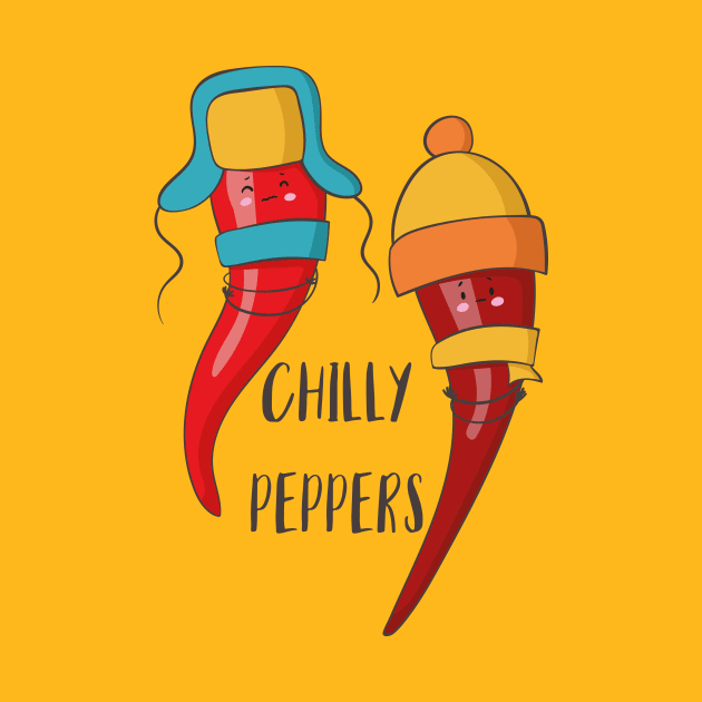 Chilly Peppers- Funny Cold Chilli Pepper in Scarves Gift by Dreamy Panda Designs