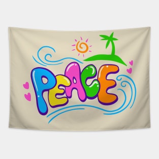 Peace and love Beach Vibes Tapestry