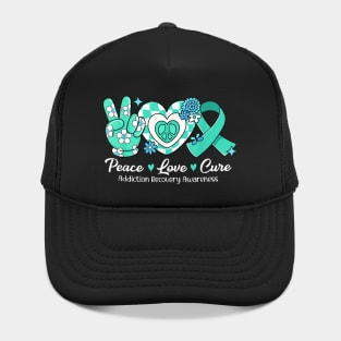 Groovy Peace Love Cure Addiction Recovery Awareness Hat