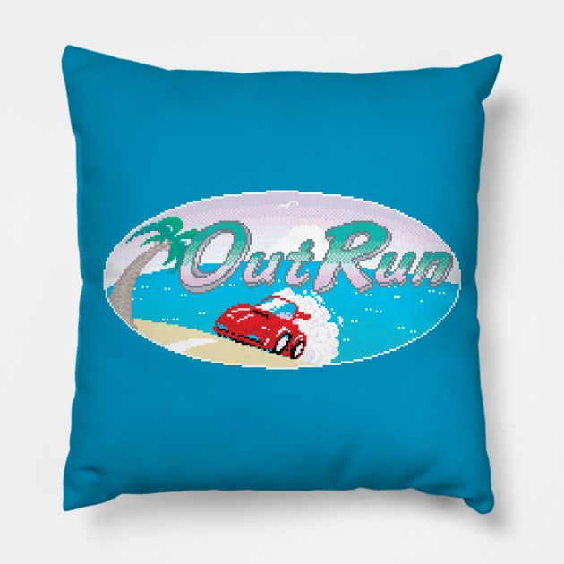 Outrun Logo Pillow by GraphicGibbon