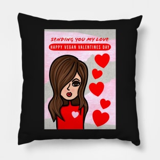 Sending You My Love Happy Vegan Valentines Day Pillow