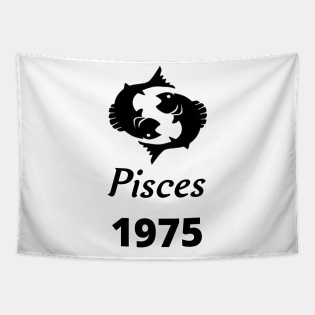 Black Zodiac Birthday Pisces 1975 Tapestry by Down Home Tees
