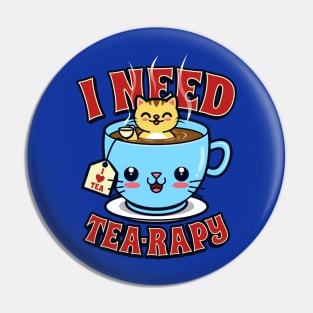 Cute Kawaii Cats Funny Tea Funny Meme Gift For Cats And Tea Lovers Pin