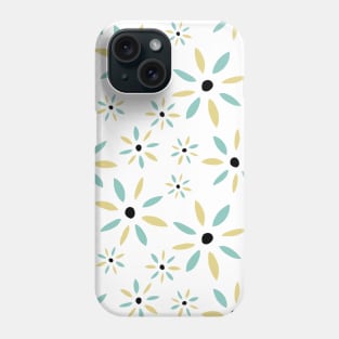 Yellow And Aqua Blue Danish Modern Flower Pattern Phone Case