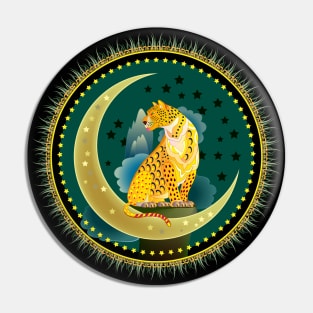 Leopard sitting on the moon Pin