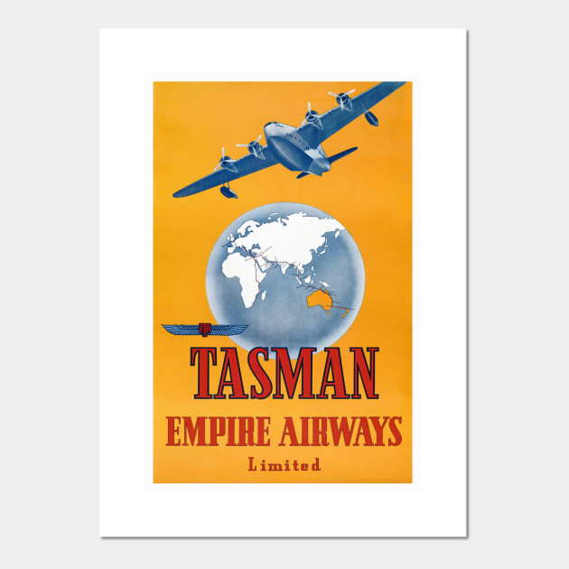 1940s Tasman Empire Airways Vintage Style Travel Poster 24x36