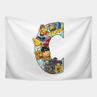 Initial Letter C doodle art Tapestry