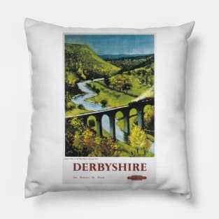 Peak District, Derbyshire - BR, LMR - Vintage Railway Travel Poster - 1948-1965 Pillow