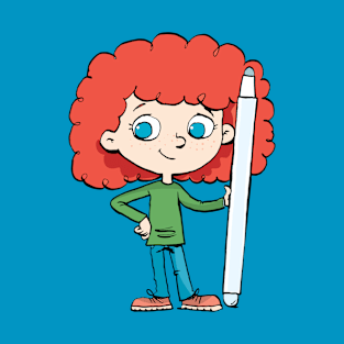 redhead girl holding a big digital pen T-Shirt