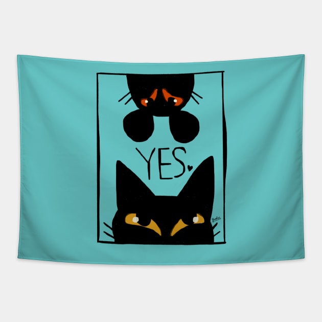 Cat and mouse Tapestry by BATKEI