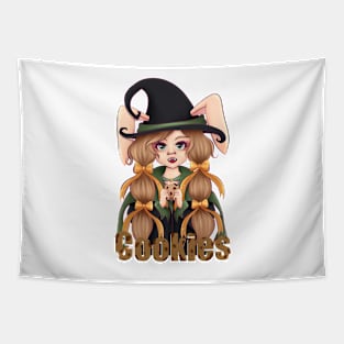 Anime Girl Bunny Loves Cookies Tapestry