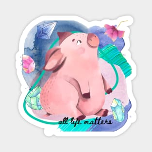 Cute Piglet and Flower Magnet