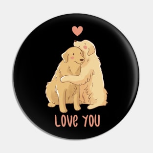 Cute Golden retriever hug Pin