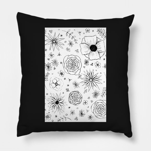 Floral Hand Drawn Pattern Pillow by Lavenderbuttons