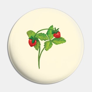 Wild strawberry (Fragaria vesca) - Illustration on beige background Pin