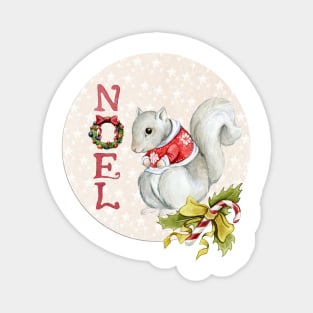 Watercolor Noel Squirrel Magnet