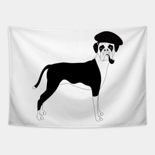 Boxer Dog Smoking Pipe with Beret Tapestry