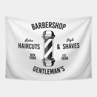 Barbershop print with barber pole. Monochrome retro design. Tapestry