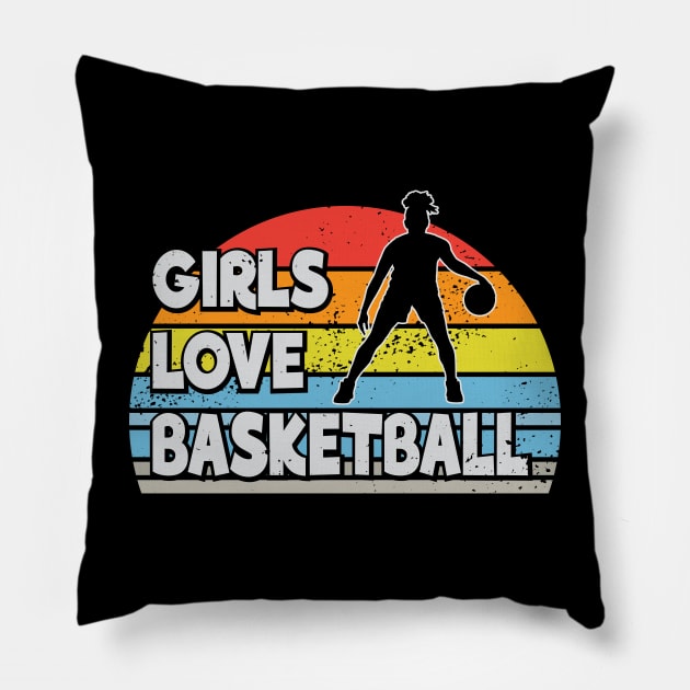 Girls love basketball Pillow by RockyDesigns