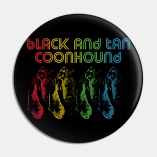 Cool Retro Groovy Black And Tan Coonhound Dog Pin