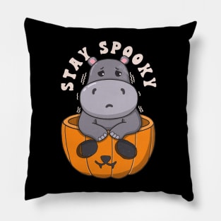 Cute Hippo Stay Spooky Pillow