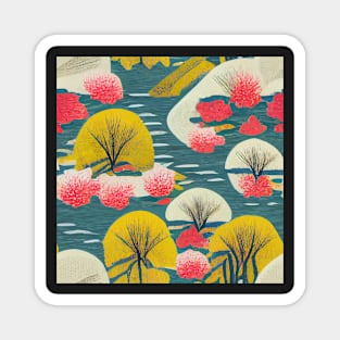 Willows of Spring Chiyogami Pattern Magnet