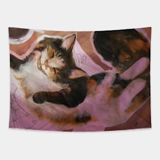 Cozy, Yet Distracting Cat Break Tapestry