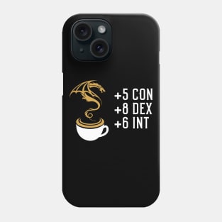 Dragon Coffee Stats Tabletop RPG Gaming Phone Case