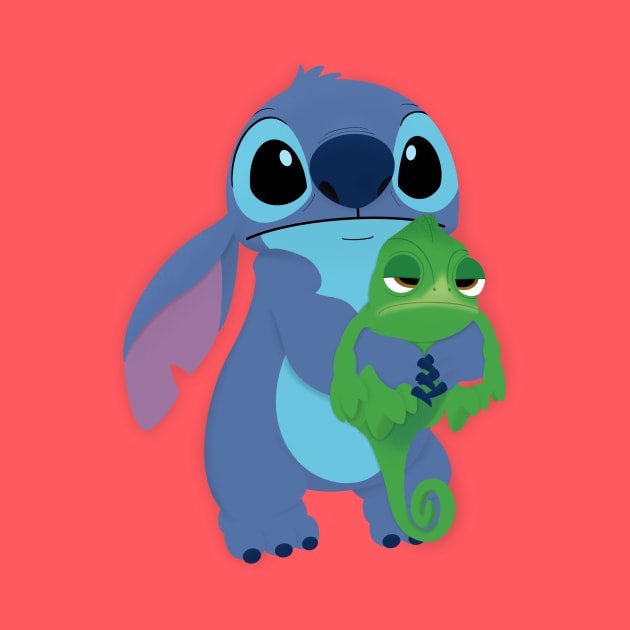 Stitch and Pascal by mattrodz