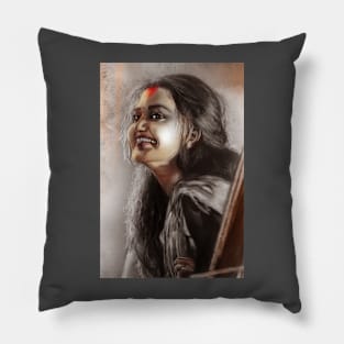 Art of an Indian girl smiling Pillow