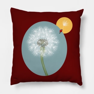 Dandelion puff with ladybug Pillow