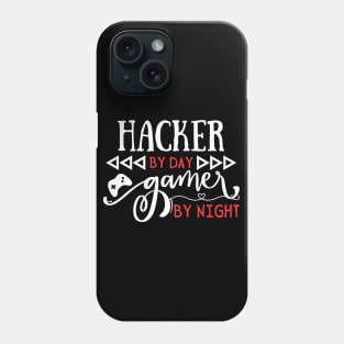 Funny Hacker Quote  Hacker By Day Gamer By Night Phone Case