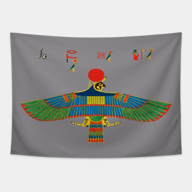 AMON RA AS HAWK Egyptian Sun God Tapestry by BulganLumini