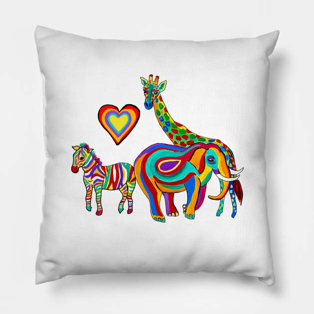 Rainbow Savanna (white) Pillow by MagaliModoux