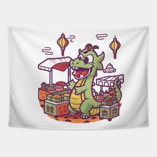 Dragon's Dim Sum Quest, Chinese Cartoon Style Tapestry