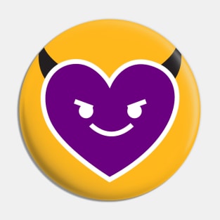 Wicked Purple Devil Horned Smiley Evil Heart Emoticon Pin