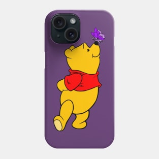 Yellow Bear with Awareness Ribbon Butterfly (Purple) Phone Case