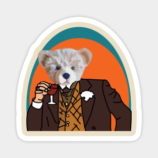 Teddy Bear In Suit Drinking Wine Portrait Magnet