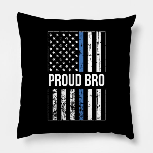 Proud Brother of a Police Officer Pillow by Contentarama