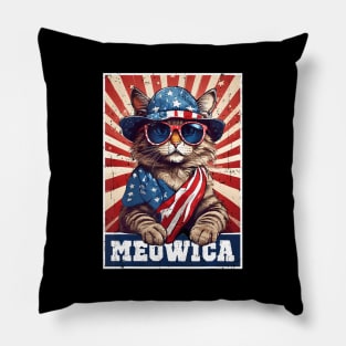 Meowica 4Th Of July Cat American Flag Cat ny 4Th Of July Pillow