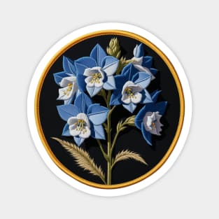 Delphinium Embroidered Patch Magnet