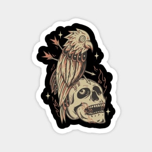 vintage style parrot and skull Magnet