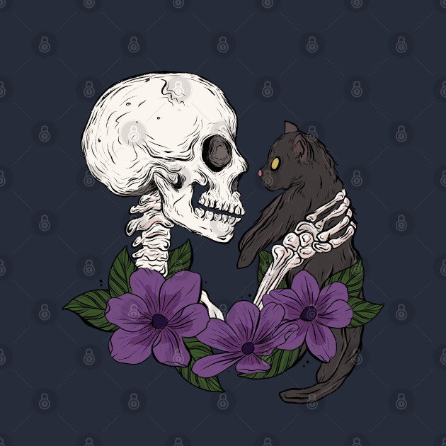 Cat and skeleton by Jess Adams