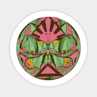 Pink Mint Sunrise Abstract Butterfly Magnet