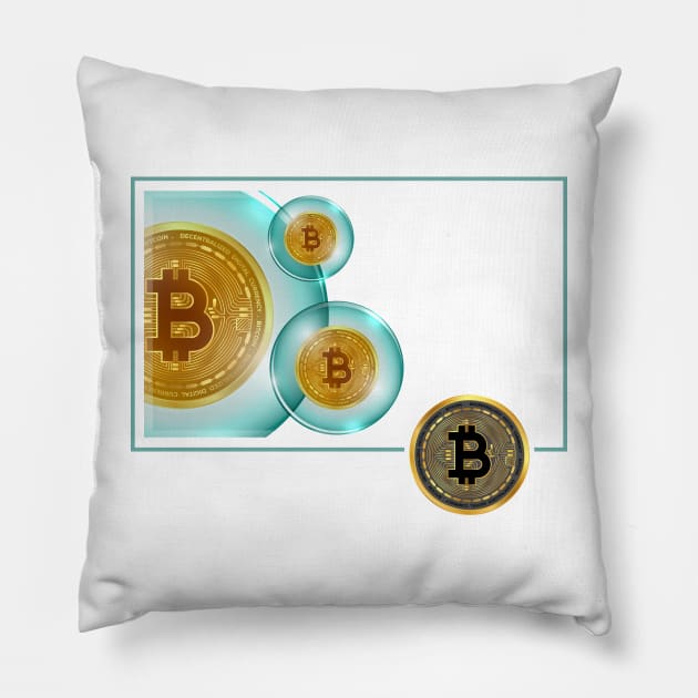 Bitcoin Bubbles Pillow by CryptoTextile