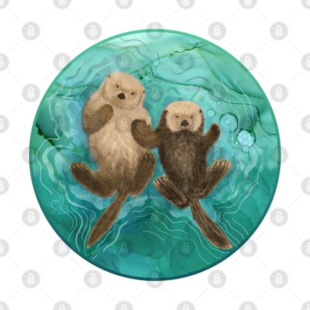 Otters holding hands - mommy and baby by andreeadumez