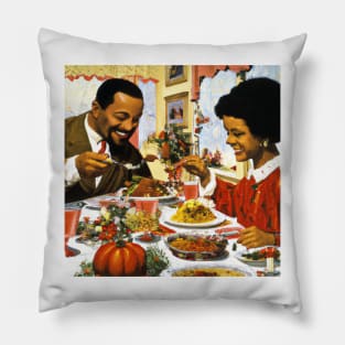 African-American Couple Eating Thanksgiving Dinner Pillow