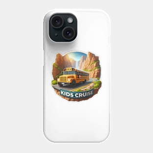 Realistic School Bus On A Rocky Road Kids, kids cruise Phone Case