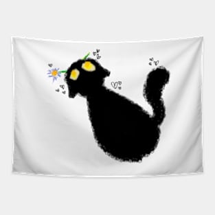 Flower Giving Cat MS paint Tapestry