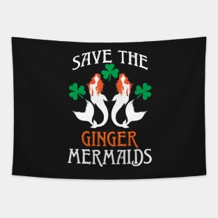 Save The Ginger Mermaids Redhead Mermaid Shamrock Art Tapestry